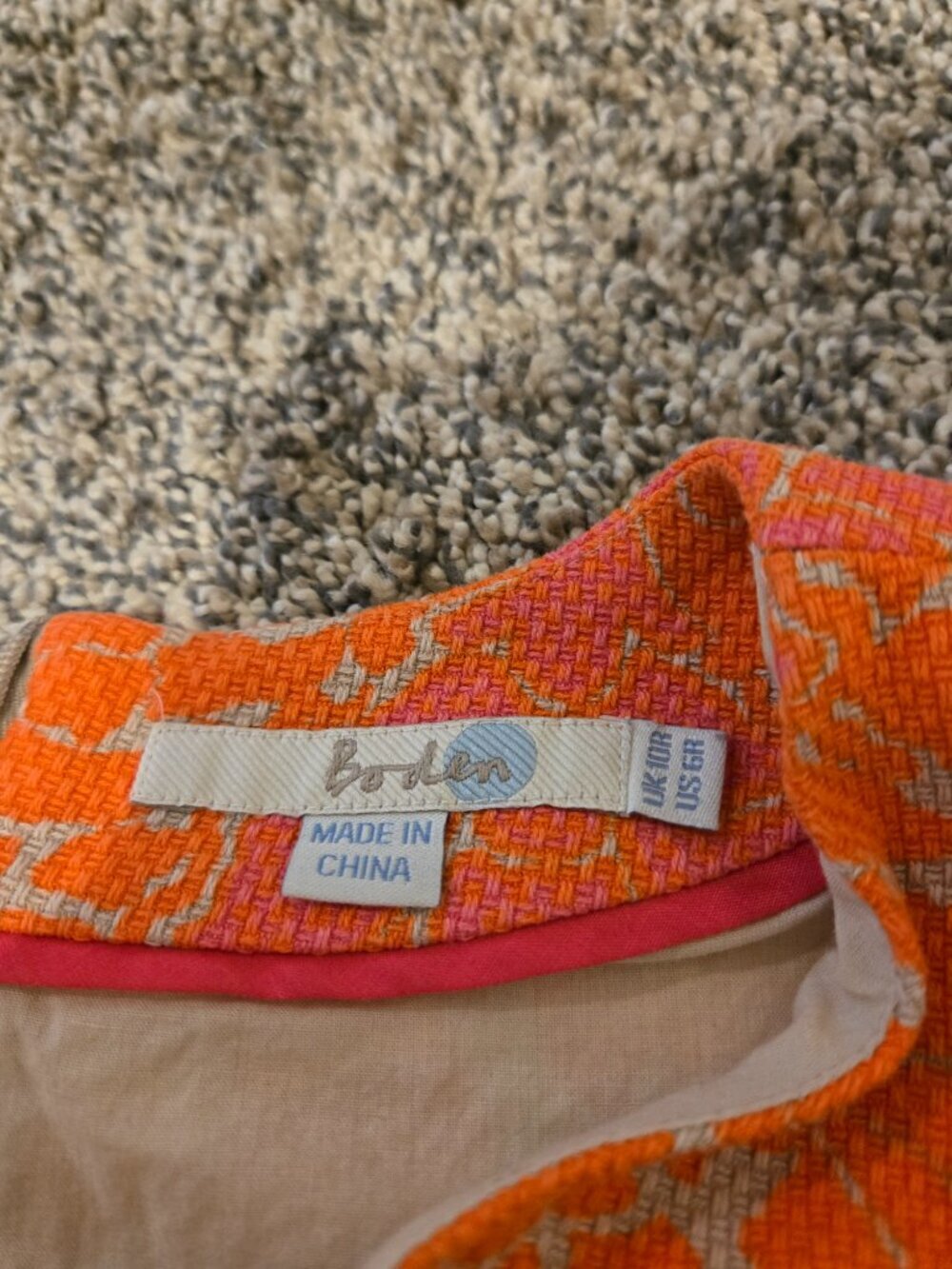 Boden Floral Print Dress V-Neck Dress Orange Pink 6 - Picture 3 of 5